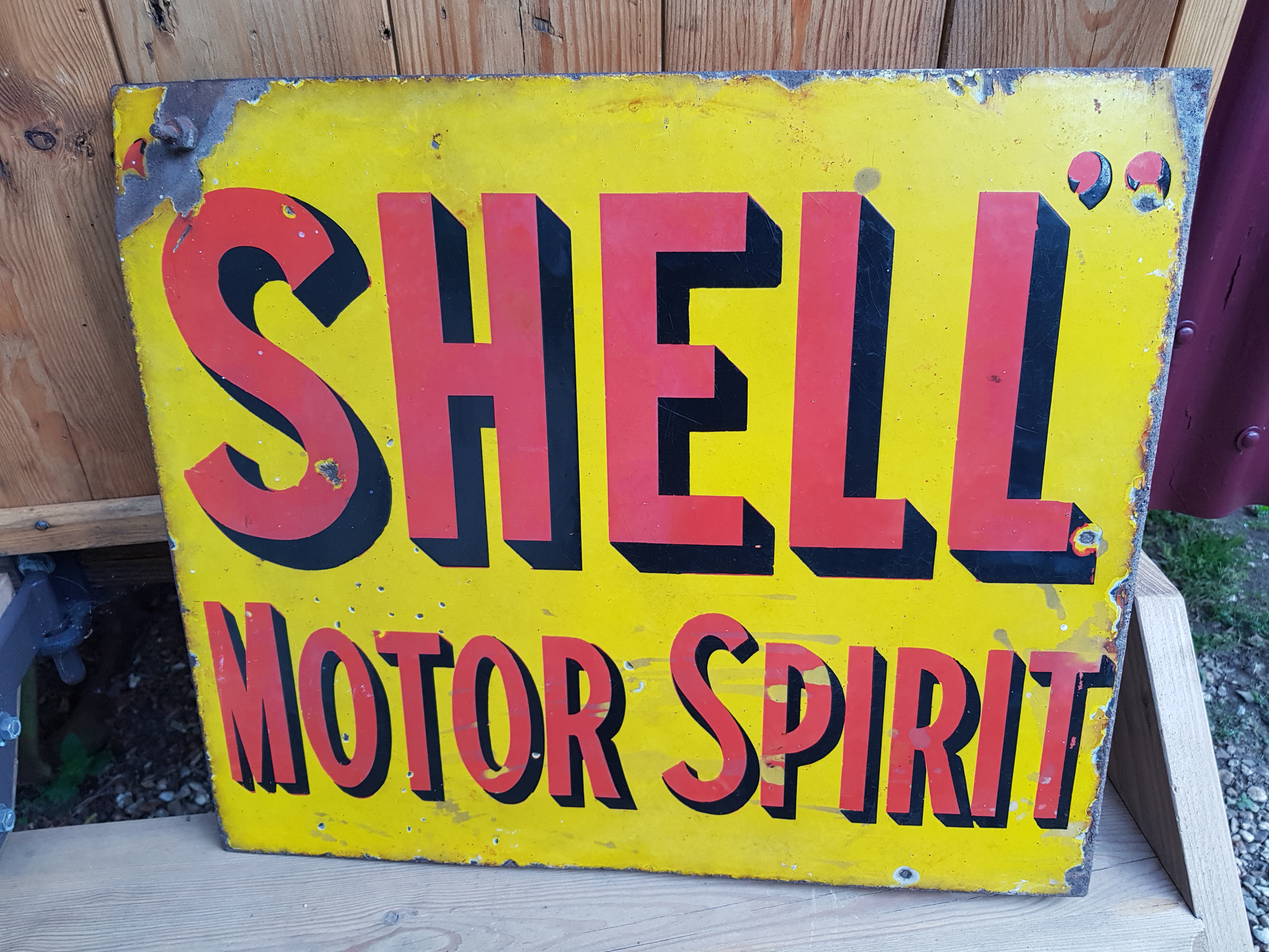Shell Motor Spirit Enamel Sign Sold Vintage Automobilia